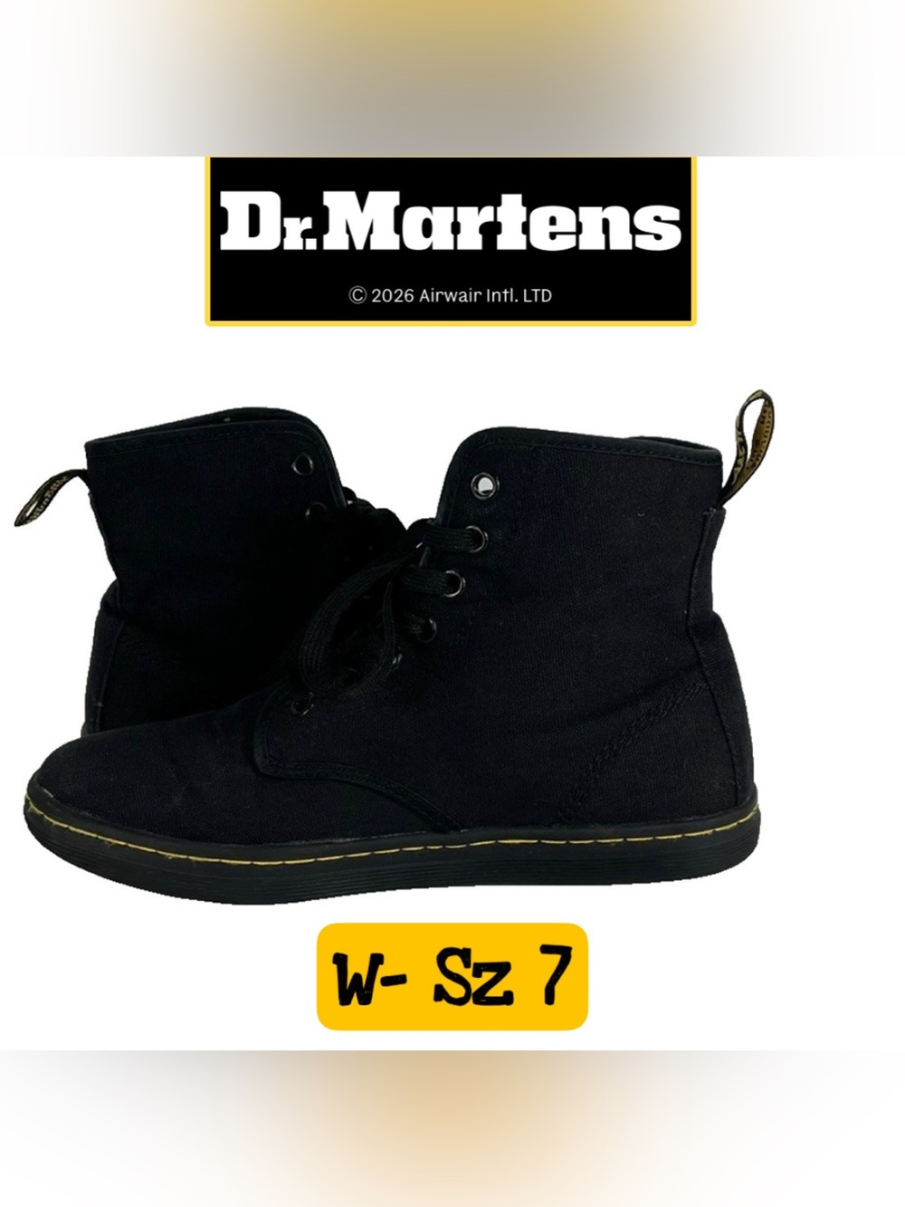 Dr. Martens Black Canvas Lace-Up Ankle Boots women’s sz 7